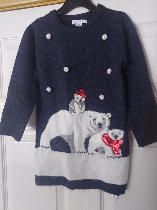  — Girls polar bear jumper dress size 4-5 years