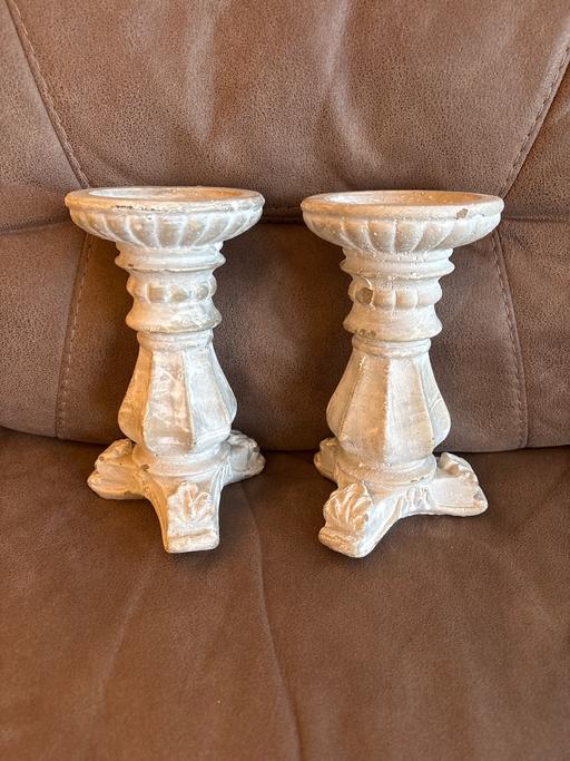  — Set of rustic stoneware candle holders