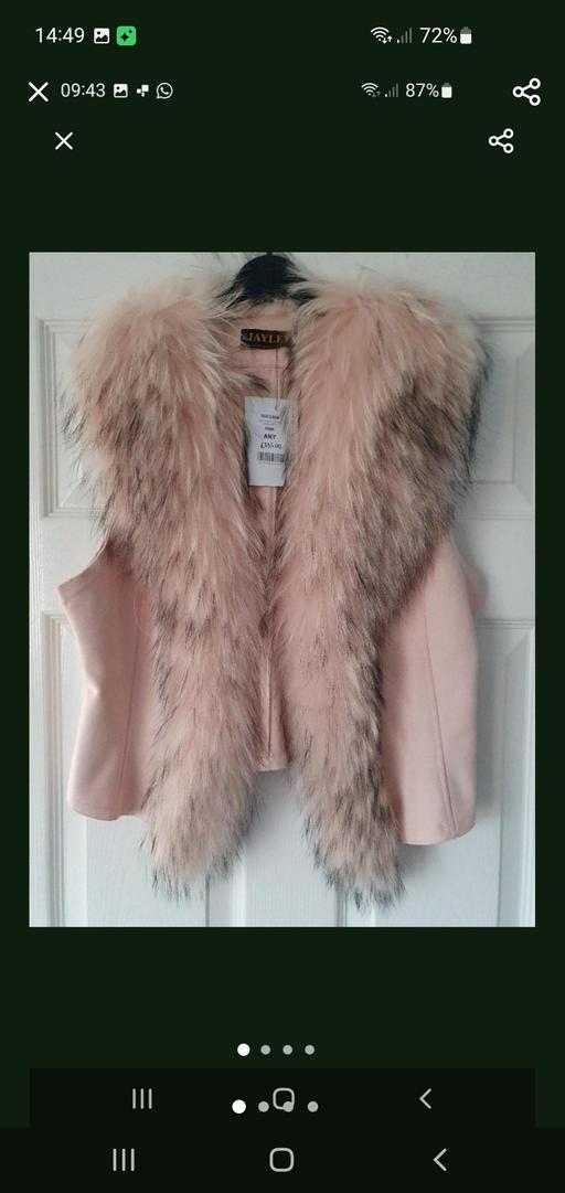  — ladies pink fur trim waistcoat NEW