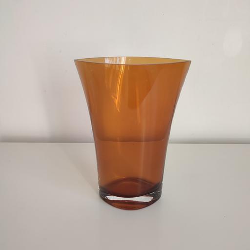  — Vintage Amber Glass Vase – Mid-Century Modern