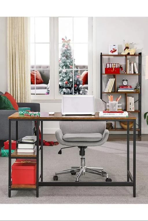  — Computer Desk with Shelves – Brown and Black