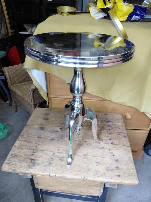  — chrome 3 legged wine/ side table