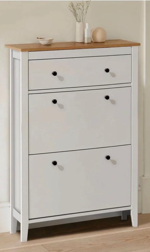  — Shoe cabinet - 3 door - White & Oak effect