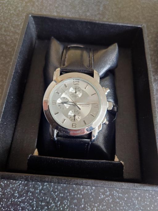  — Mens black strap phase watch