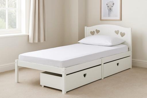  — Mia Single Bed Frame with Drawer - White