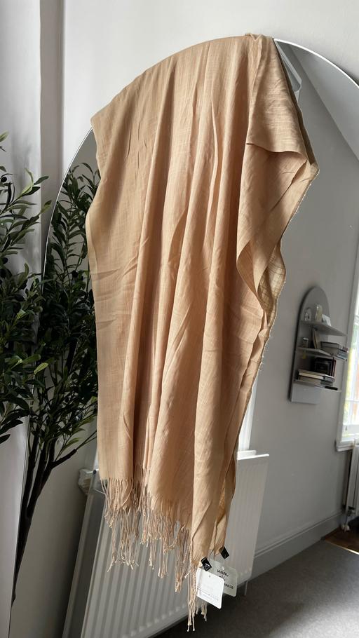  — Beige Fringed Scarfwith Embellishments – New
