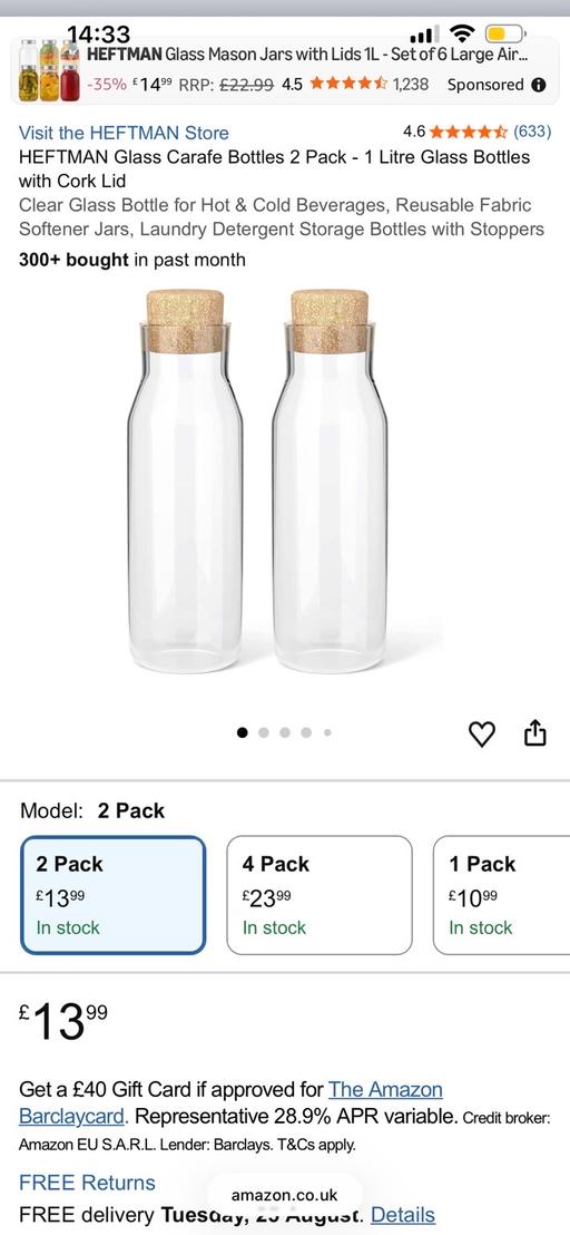  — New! Carafe glass bottles