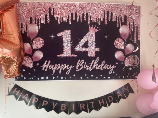  — Birthday banner 14th rose gold