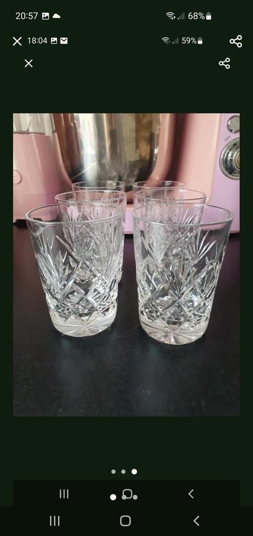  — crystal glass whisky tumblers x 6