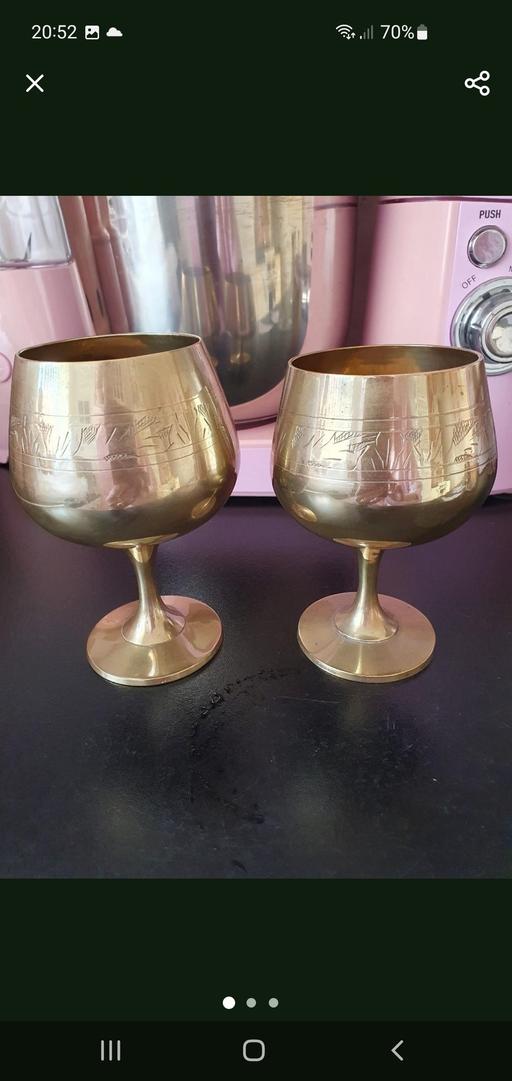  — pair vintage brass goblets/chalice