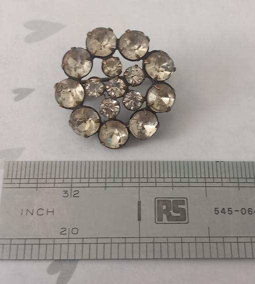  — Vintage 1940s Clear Rhinestone Cluster Brooch