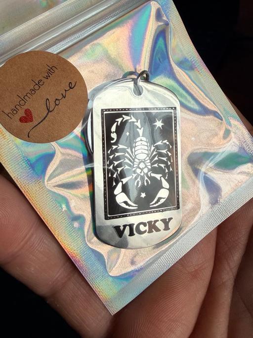  — Personalised Scorpio birthday keyring name