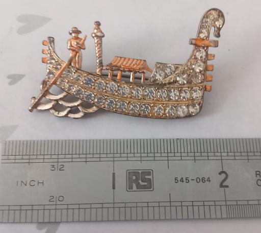  — vintage Venetian gondola gemstone brooch