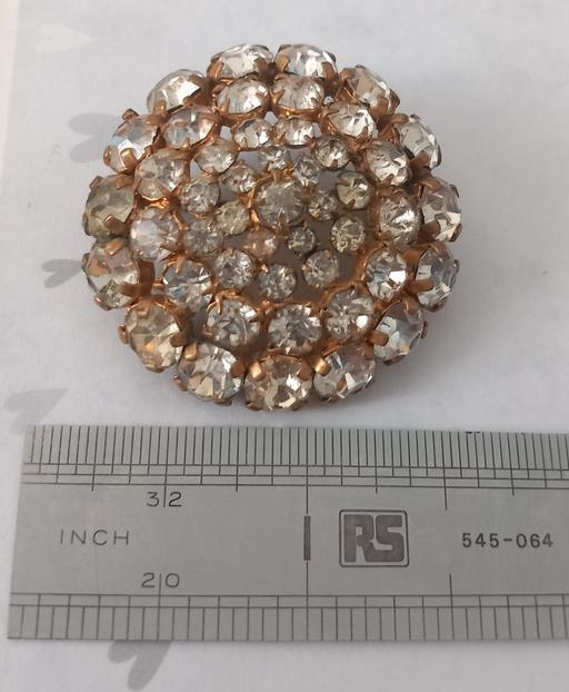 — 1960s Domed Clear Crystal Rhinestone Brooch