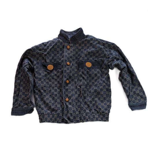  — Vintage Style GG Monogram Denim Jacket Dark