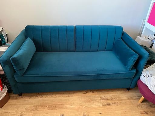  — MADE.com double soda bed - blue velvet