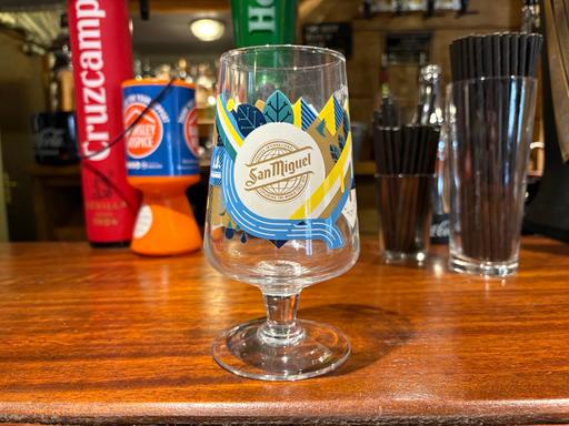  — San Miguel 130 year glass