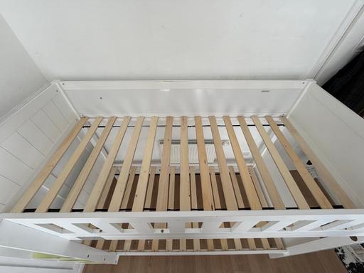  — White wooden bunk bed