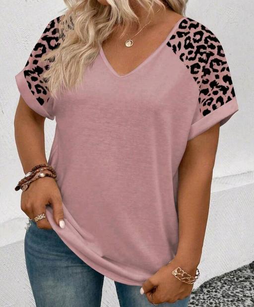  — puls Size 24 leopard print pink top new