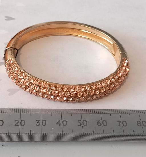  — Rose Gold Tone Pavé Crystal Hinged Bangle