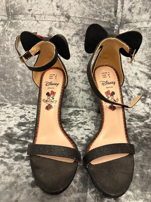  — Disney Minnie Mouse Black Glitter Bow Heels