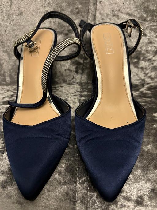  — Quiz Navy Satin Diamanté Heels