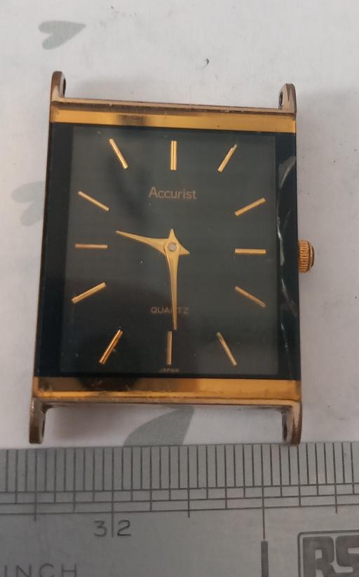  — Vintage 80s Accurist Black & Gold Tank Watch