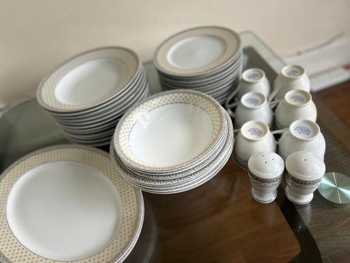  — Elegant Porcelain Silver 41 piece Dinner set