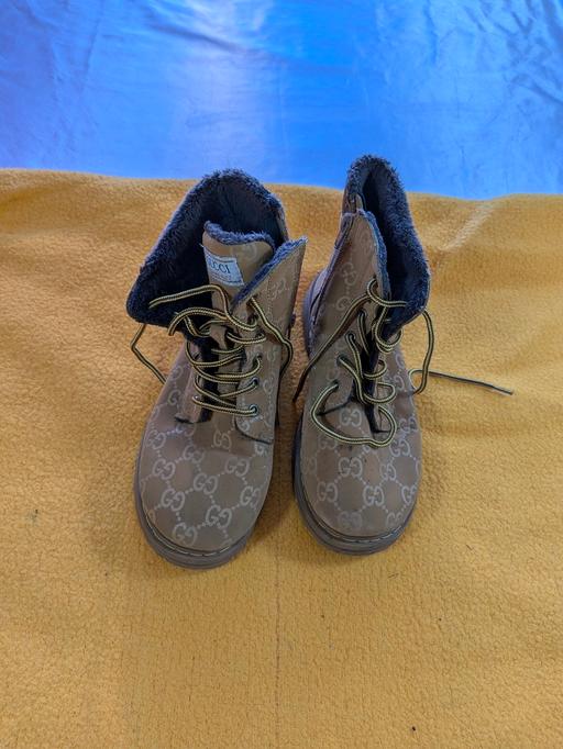  — Women's Tan GG Monogram Pattern Boot