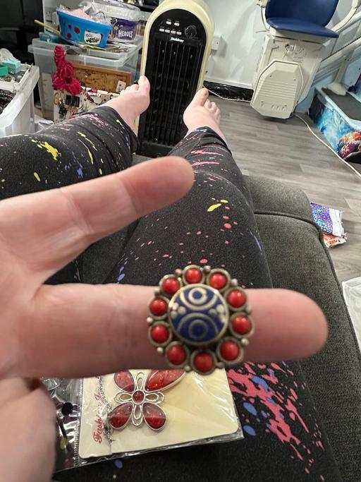  — Natural agate Adjustable ring