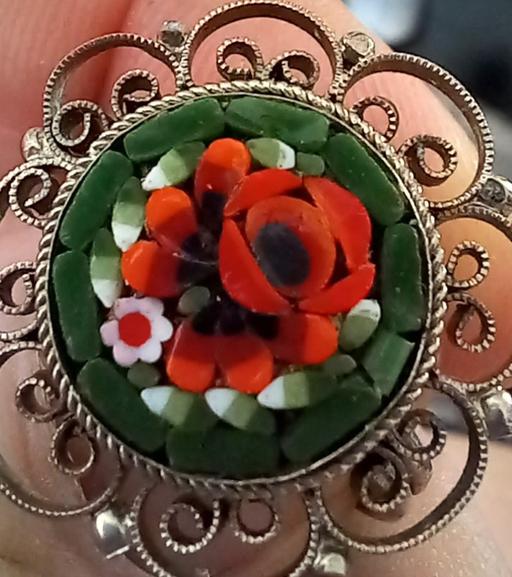  — Vintage 1950s Italy Micro Mosaic Flower Ring