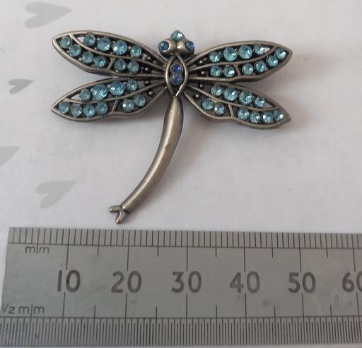  — Vintage Blue Rhinestone Dragonfly Brooch