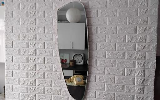 — vintage mid century frameless wall mirror