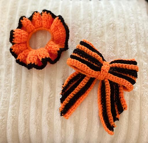  — Halloween themed hair bow and scrunchie set