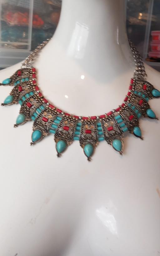  — Ethnic Silver Boho Statement Choker Necklace
