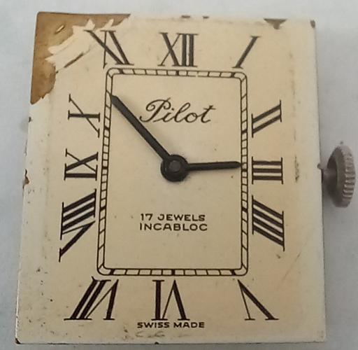  — Vintage Pilot Swiss Watch Dial & 17 Jewels