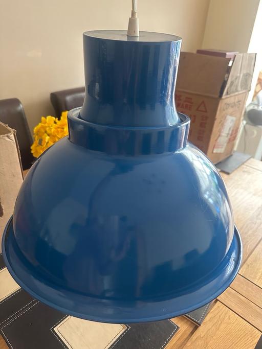 — Bold blue metal ceiling light