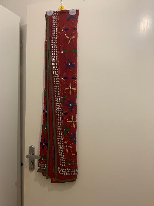  — Red mirror work dupatta