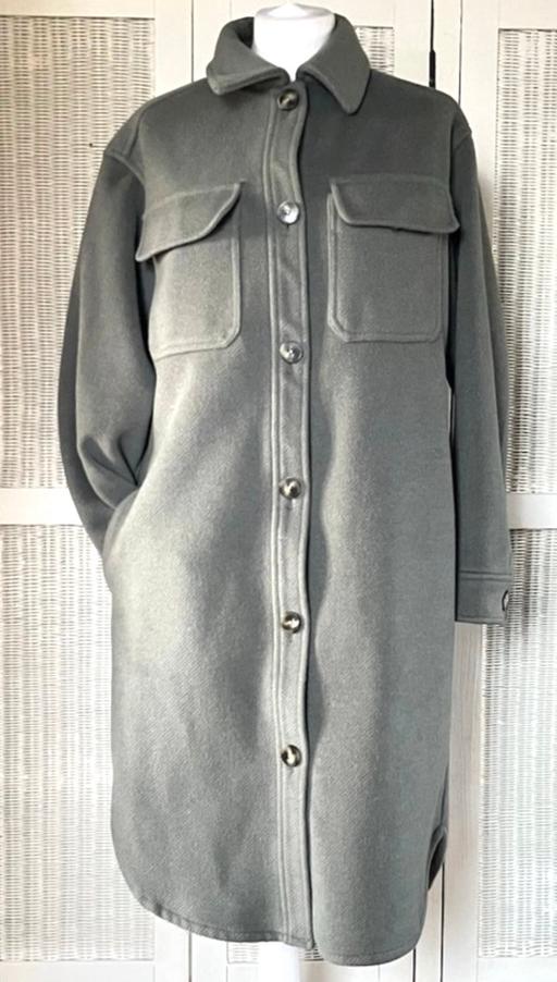  — M&S khaki long shacket coat UK8
