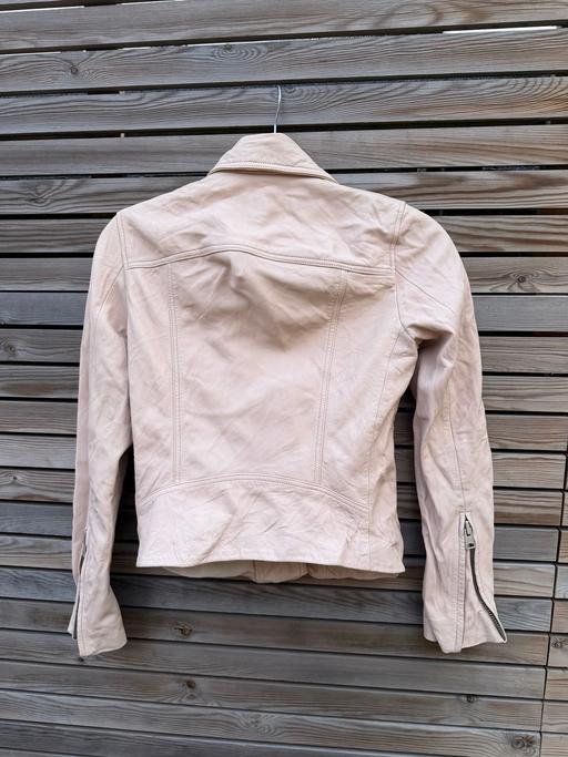  — ALLSAINTS pink leather jacket