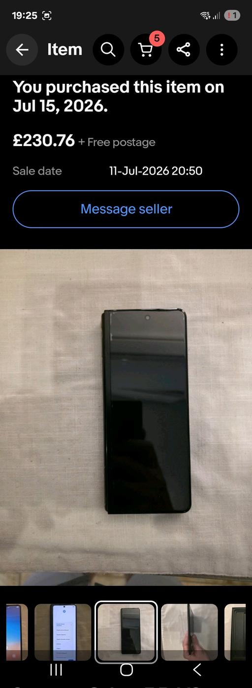  — samsung galaxy fold z 3 ph9ne with box charge