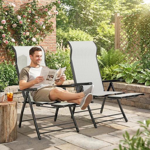 — 2 x outdoor foldable reclining chairs