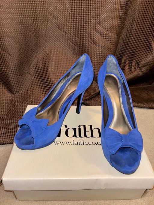  — Faith blue suede high heels
