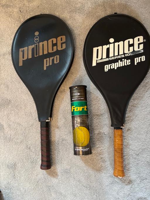  — Two Prince tennis rackets + balls
