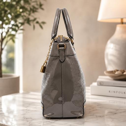  — River Island Grey Patent Monogram Tote