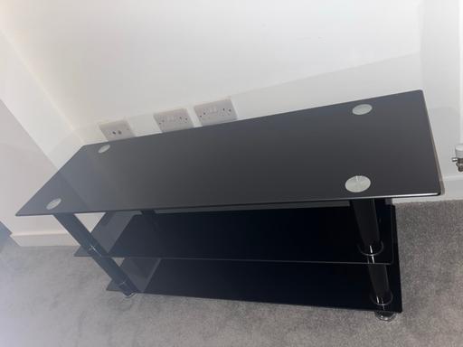  — Black Glass TV Stand / Unit – £20