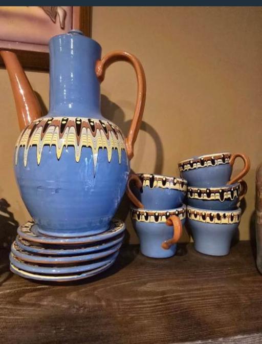  — Lovely Blue Ceramic Coffee Set with Jug and C