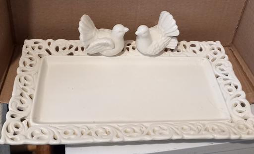  — Shabby Chic Ceramic Bird Decorative Tray
