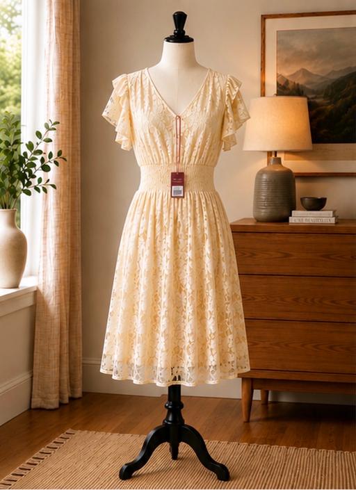  — Cream Lace Dress Size 12 NEW Only £25