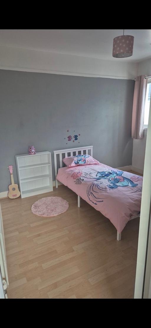  — Debenhams white wooden frame single bed.